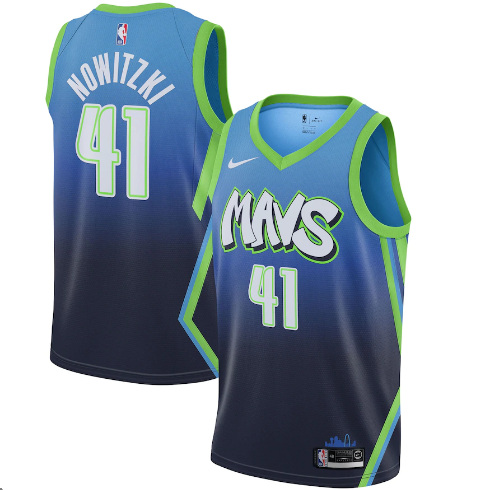 Men's Dallas Mavericks #41 Dirk Nowitzki Blue NBA City Edition Stitched Jersey